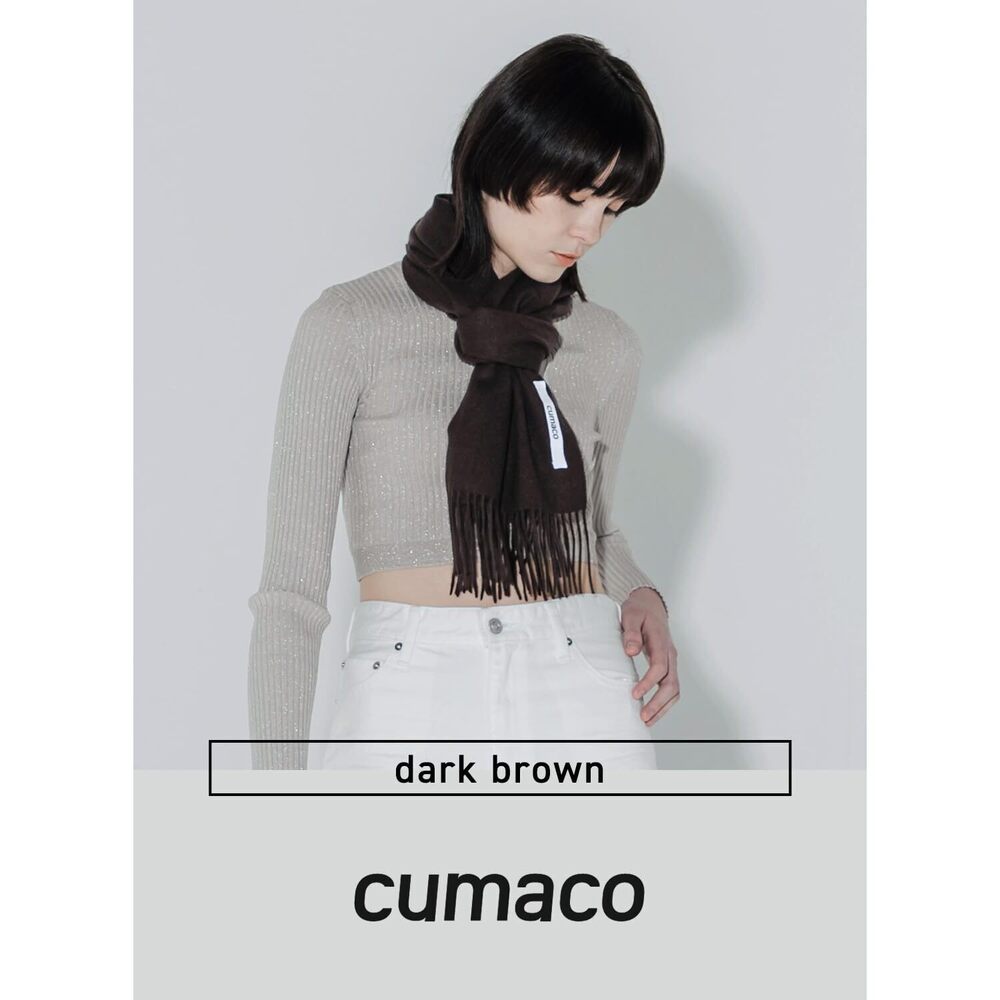 4535 23.dark Brown Cashmere Scarf Large Thick Ladies - Picture 2 of 9